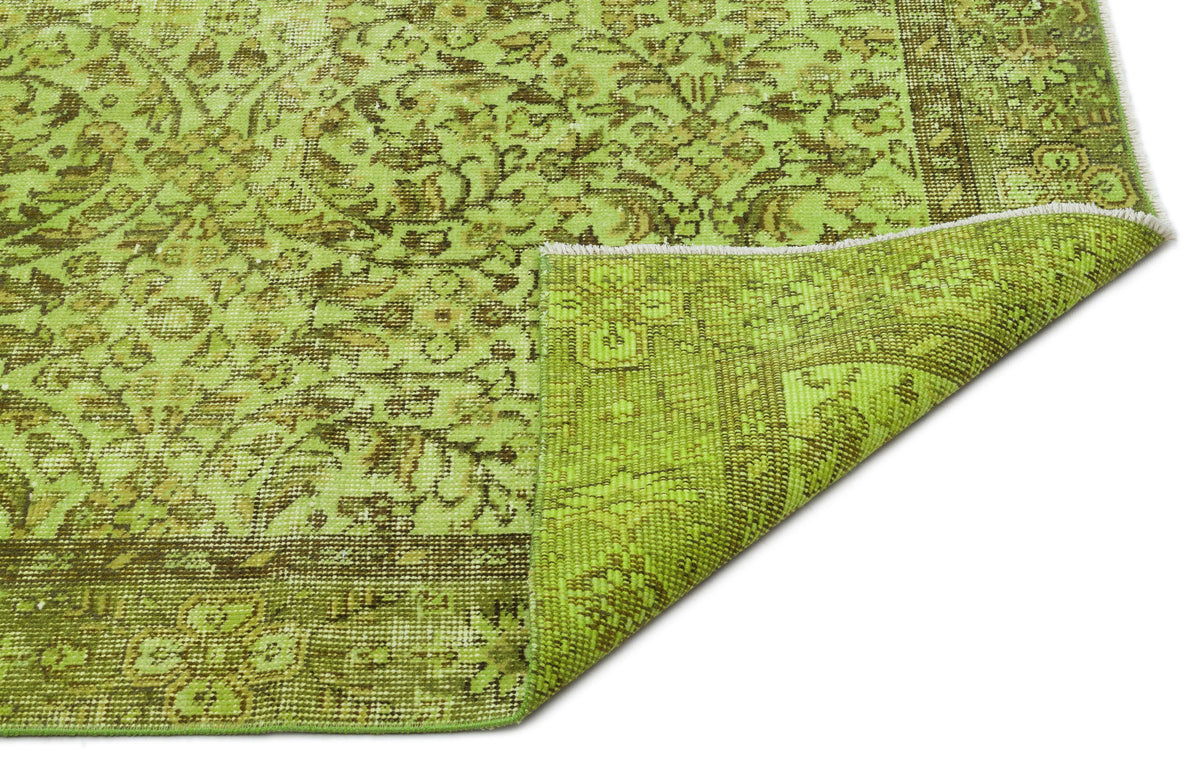 Green Over Dyed Vintage Rug 5&#39;1&#39;&#39; x 8&#39;12&#39;&#39; ft 155 x 274 cm