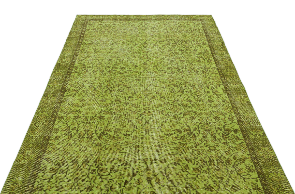 Green Over Dyed Vintage Rug 5&#39;1&#39;&#39; x 8&#39;12&#39;&#39; ft 155 x 274 cm