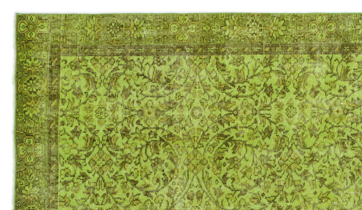 Green Over Dyed Vintage Rug 5&#39;1&#39;&#39; x 8&#39;12&#39;&#39; ft 155 x 274 cm