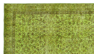 Green Over Dyed Vintage Rug 5'1'' x 8'12'' ft 155 x 274 cm