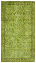 Green Over Dyed Vintage Rug 5'1'' x 8'12'' ft 155 x 274 cm