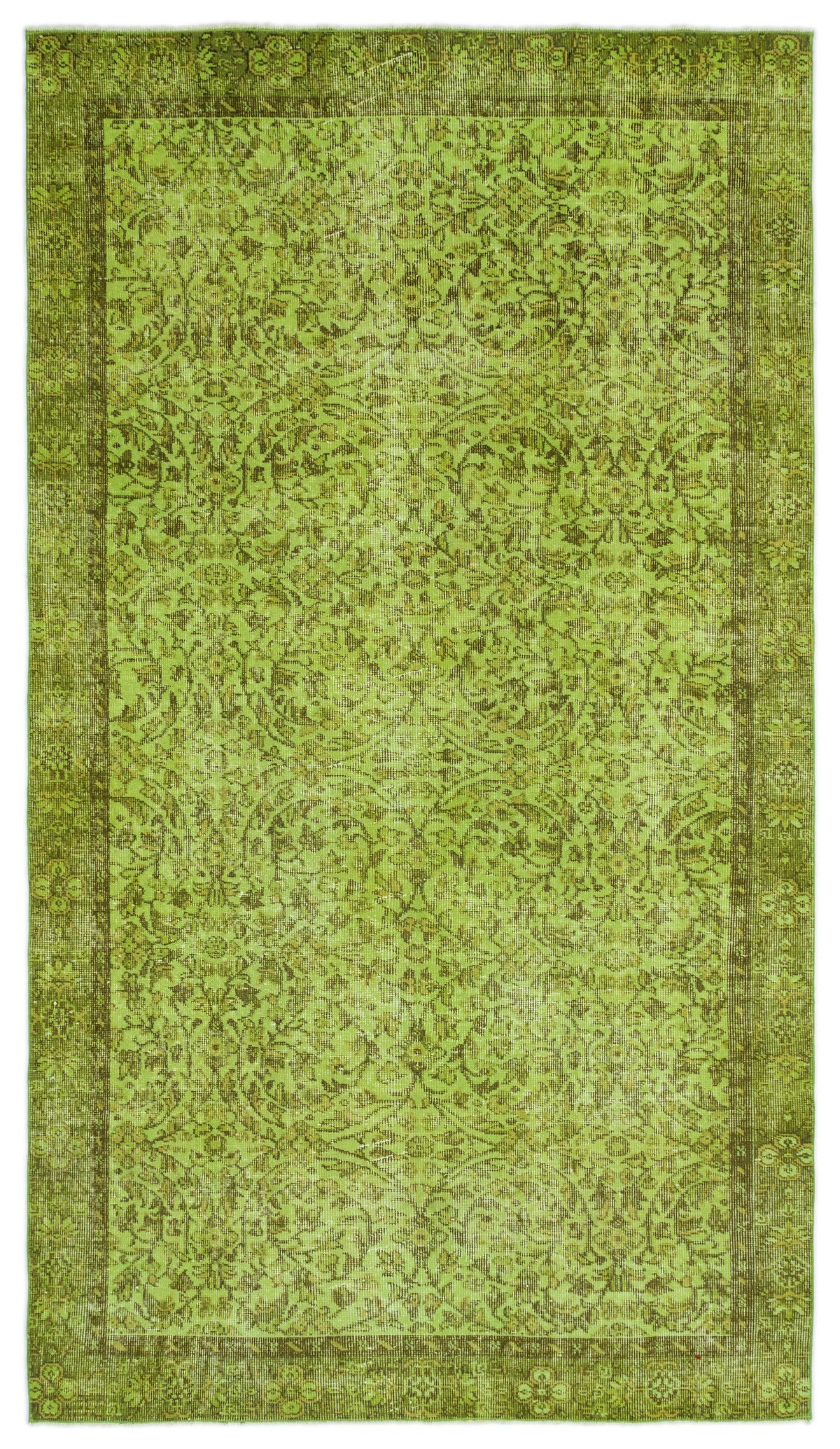 Green Over Dyed Vintage Rug 5&#39;1&#39;&#39; x 8&#39;12&#39;&#39; ft 155 x 274 cm
