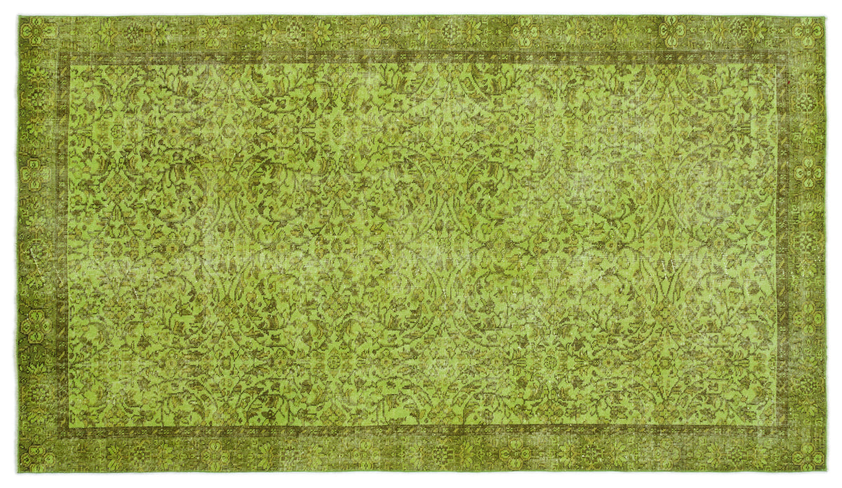 Green Over Dyed Vintage Rug 5&#39;1&#39;&#39; x 8&#39;12&#39;&#39; ft 155 x 274 cm