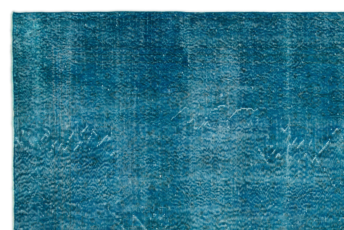 Turquoise  Over Dyed Vintage Rug 6&#39;4&#39;&#39; x 9&#39;7&#39;&#39; ft 193 x 292 cm