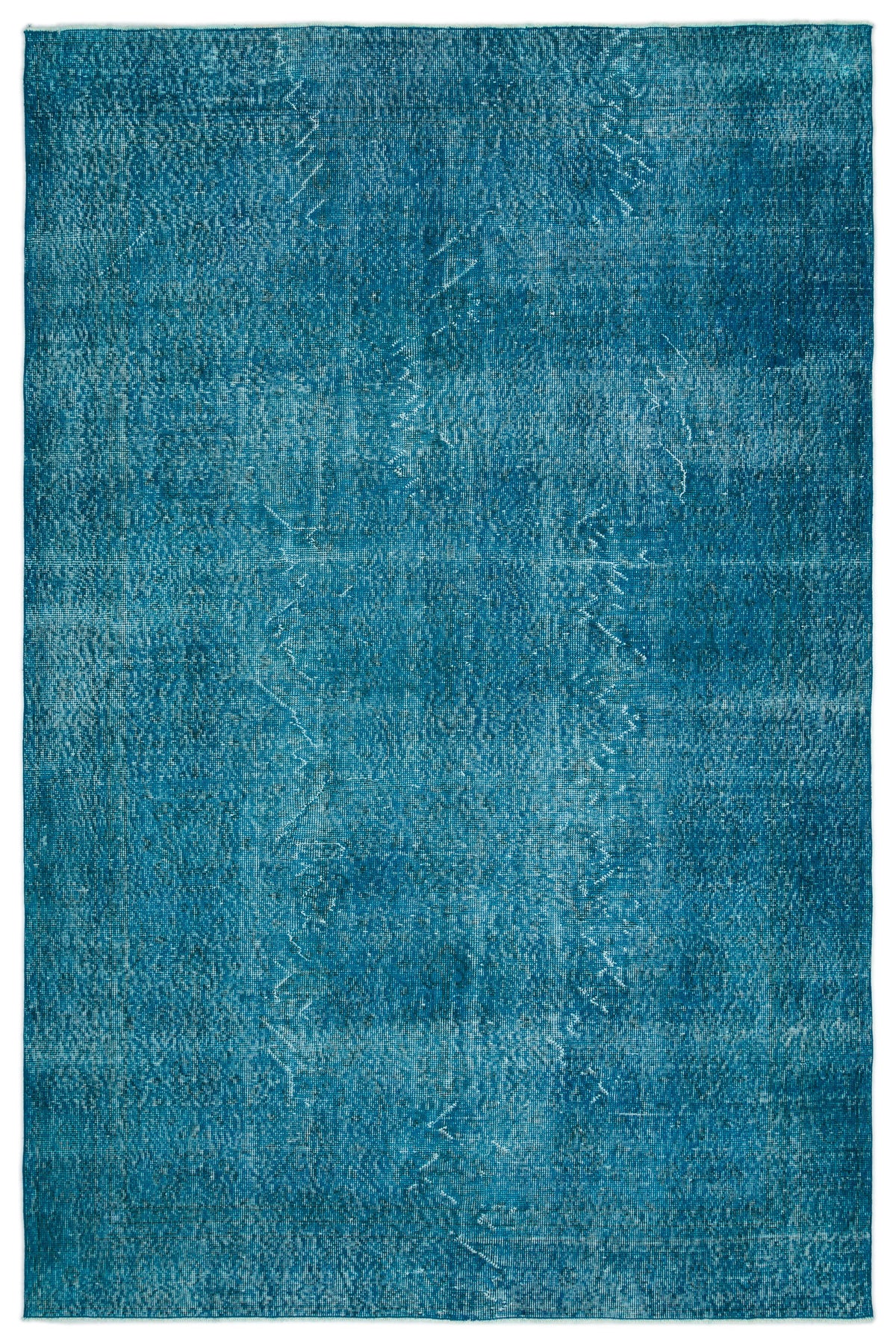Turquoise  Over Dyed Vintage Rug 6&#39;4&#39;&#39; x 9&#39;7&#39;&#39; ft 193 x 292 cm