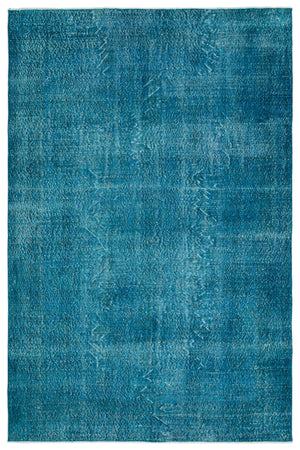 Turquoise  Over Dyed Vintage Rug 6'4'' x 9'7'' ft 193 x 292 cm