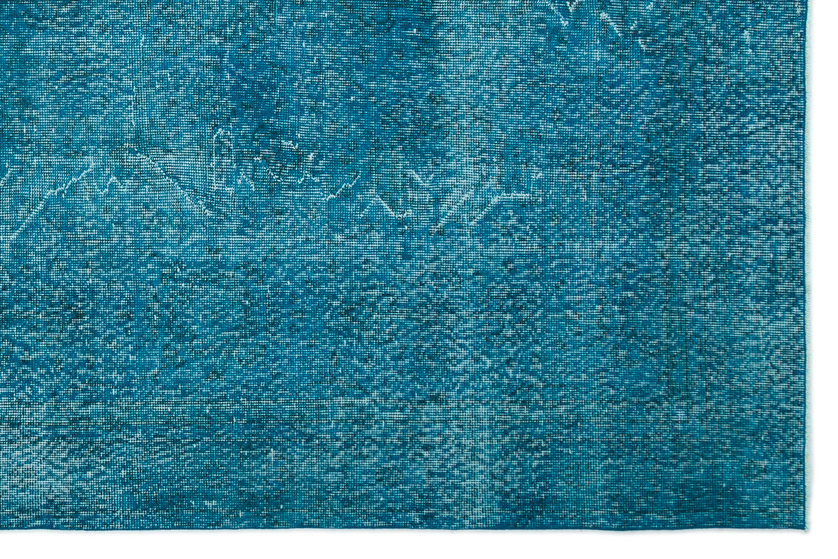 Turquoise  Over Dyed Vintage Rug 6&#39;4&#39;&#39; x 9&#39;7&#39;&#39; ft 193 x 292 cm