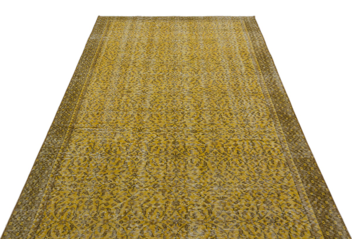 Yellow Over Dyed Vintage Rug 4&#39;12&#39;&#39; x 8&#39;9&#39;&#39; ft 152 x 266 cm