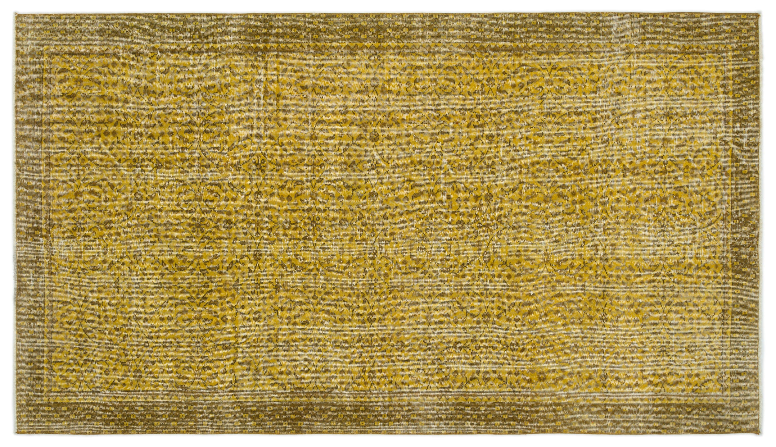 Yellow Over Dyed Vintage Rug 4'12'' x 8'9'' ft 152 x 266 cm