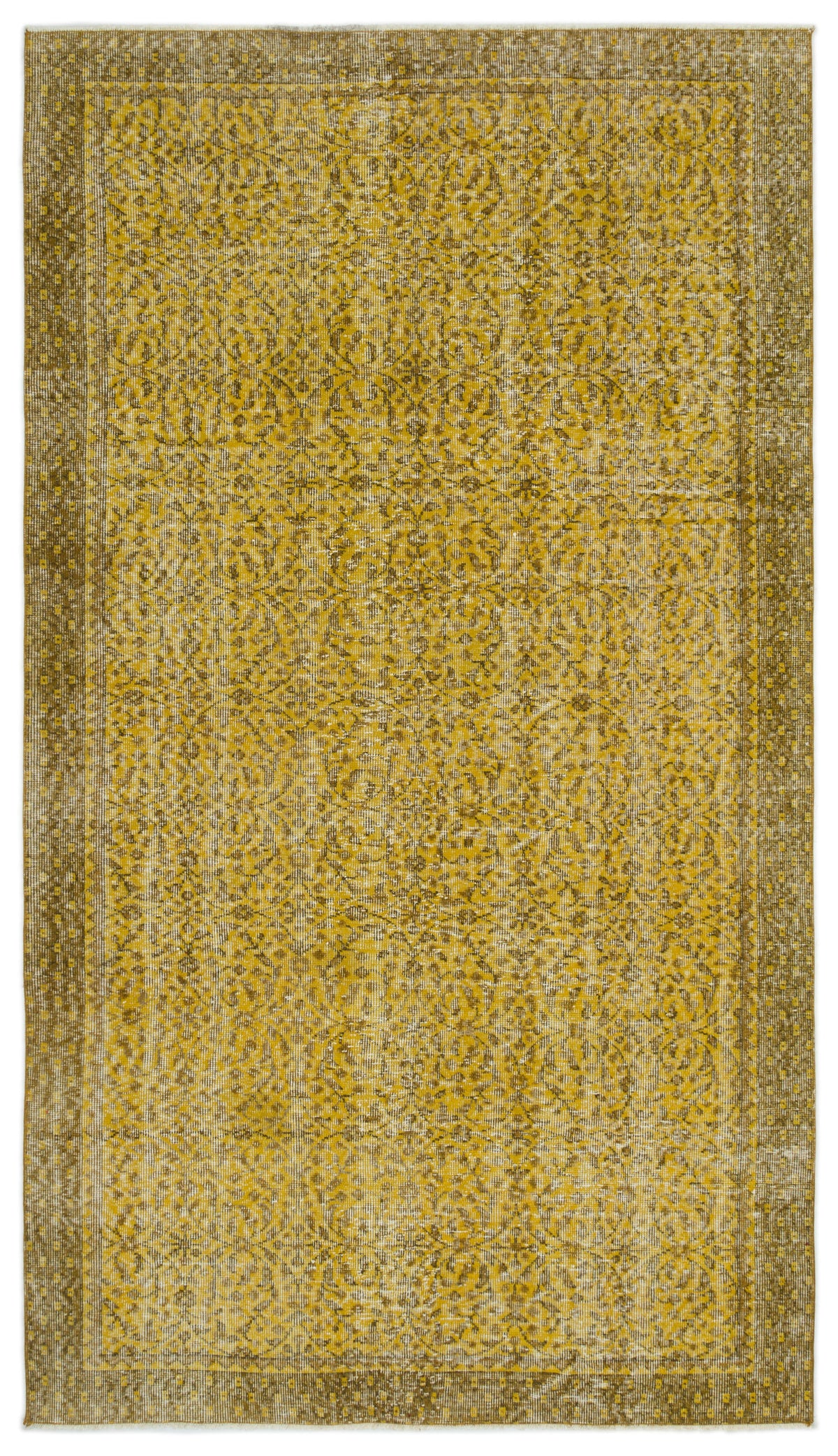 Yellow Over Dyed Vintage Rug 4&#39;12&#39;&#39; x 8&#39;9&#39;&#39; ft 152 x 266 cm