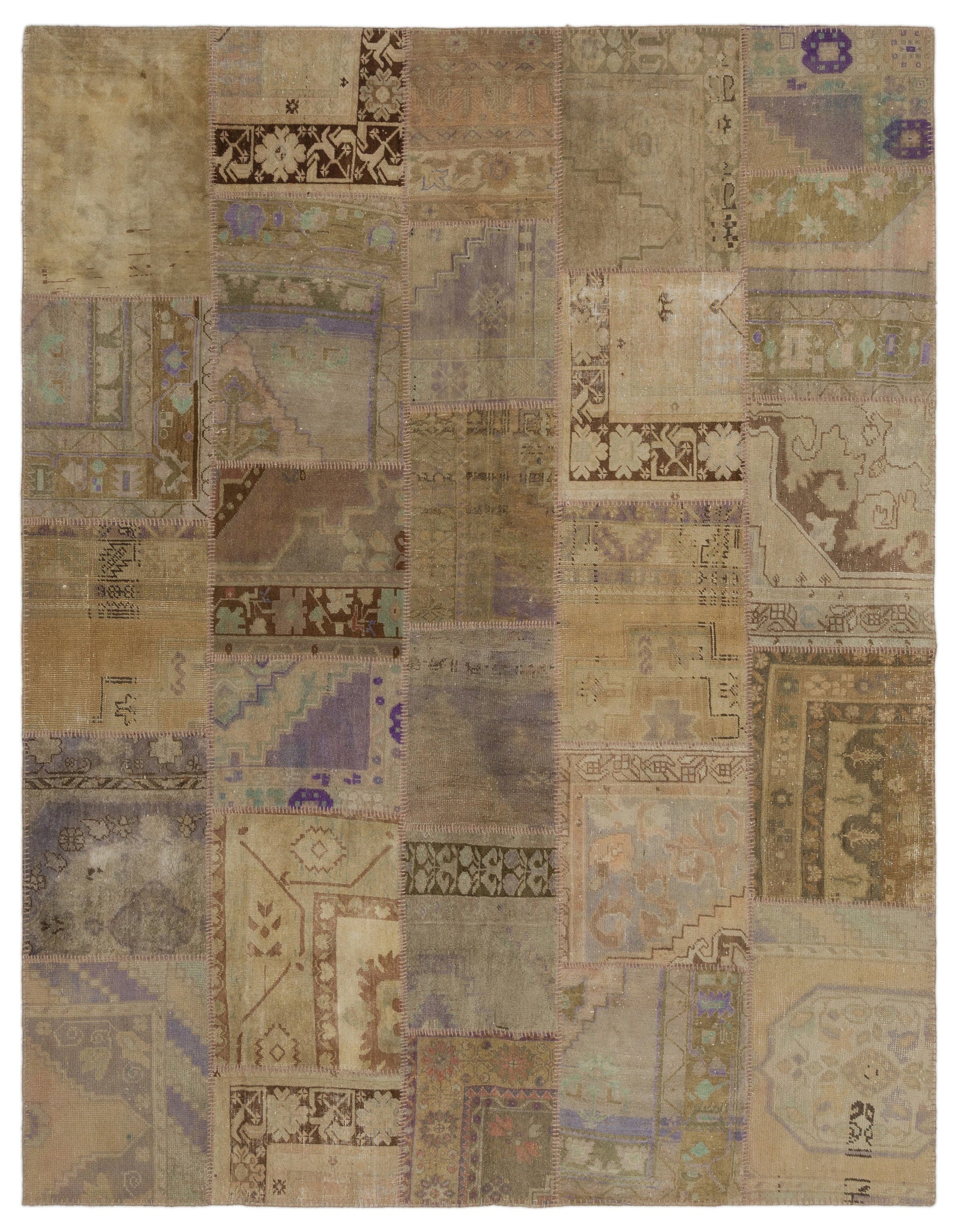 Anatolia Over Dyed Patchwork Unique Rug 7'7'' x 9'9'' ft 230 x 296 cm