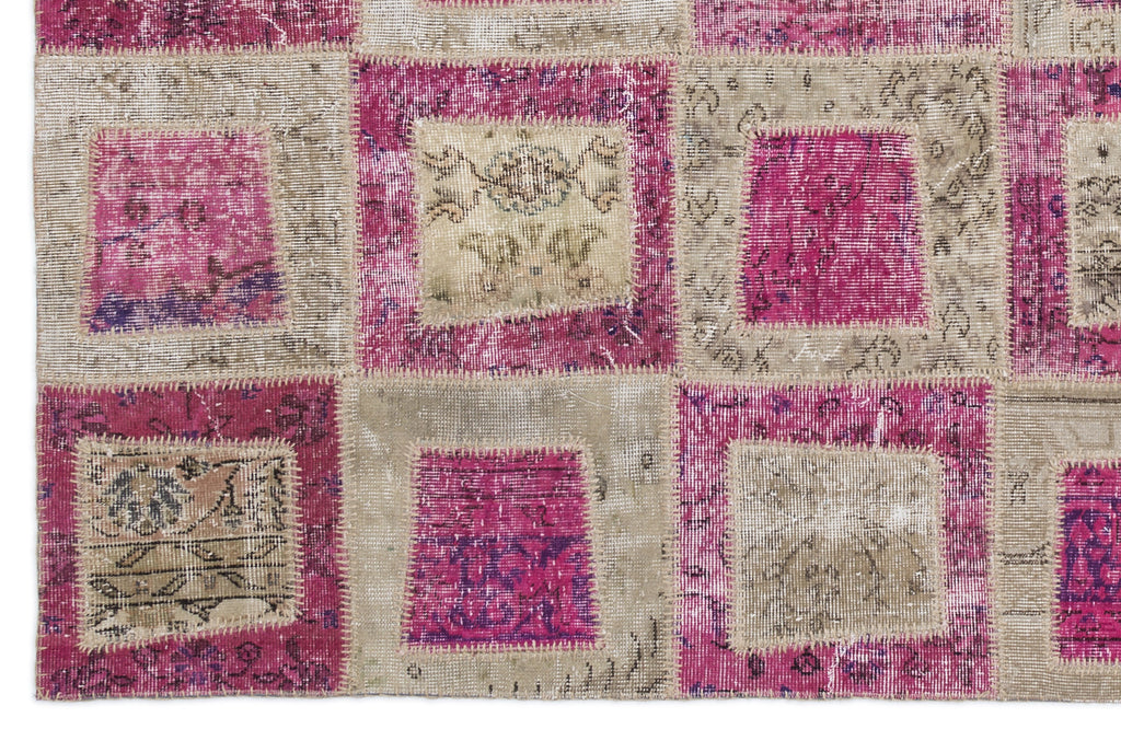 Pink Over Dyed Patchwork Unique Rug 5'3'' x 7'7'' ft 160 x 230 cm