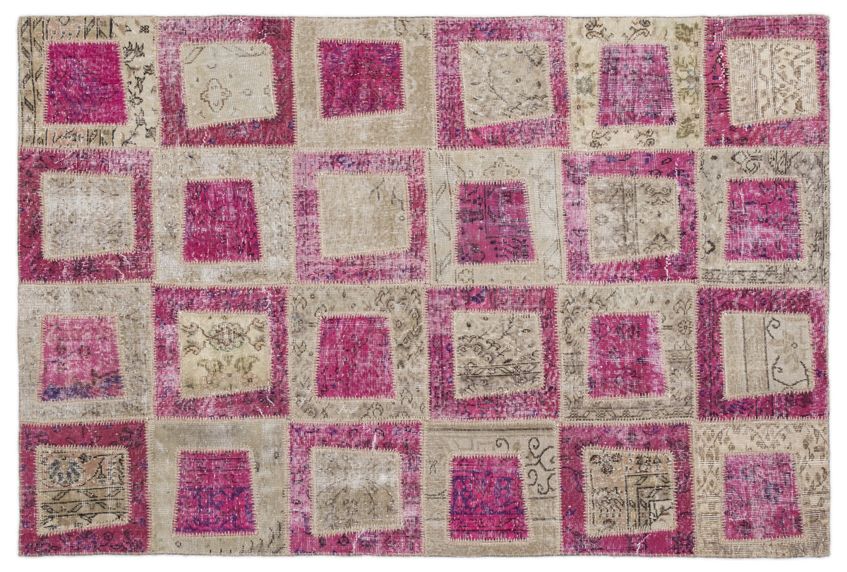 Pink Over Dyed Patchwork Unique Rug 5&#39;3&#39;&#39; x 7&#39;7&#39;&#39; ft 160 x 230 cm