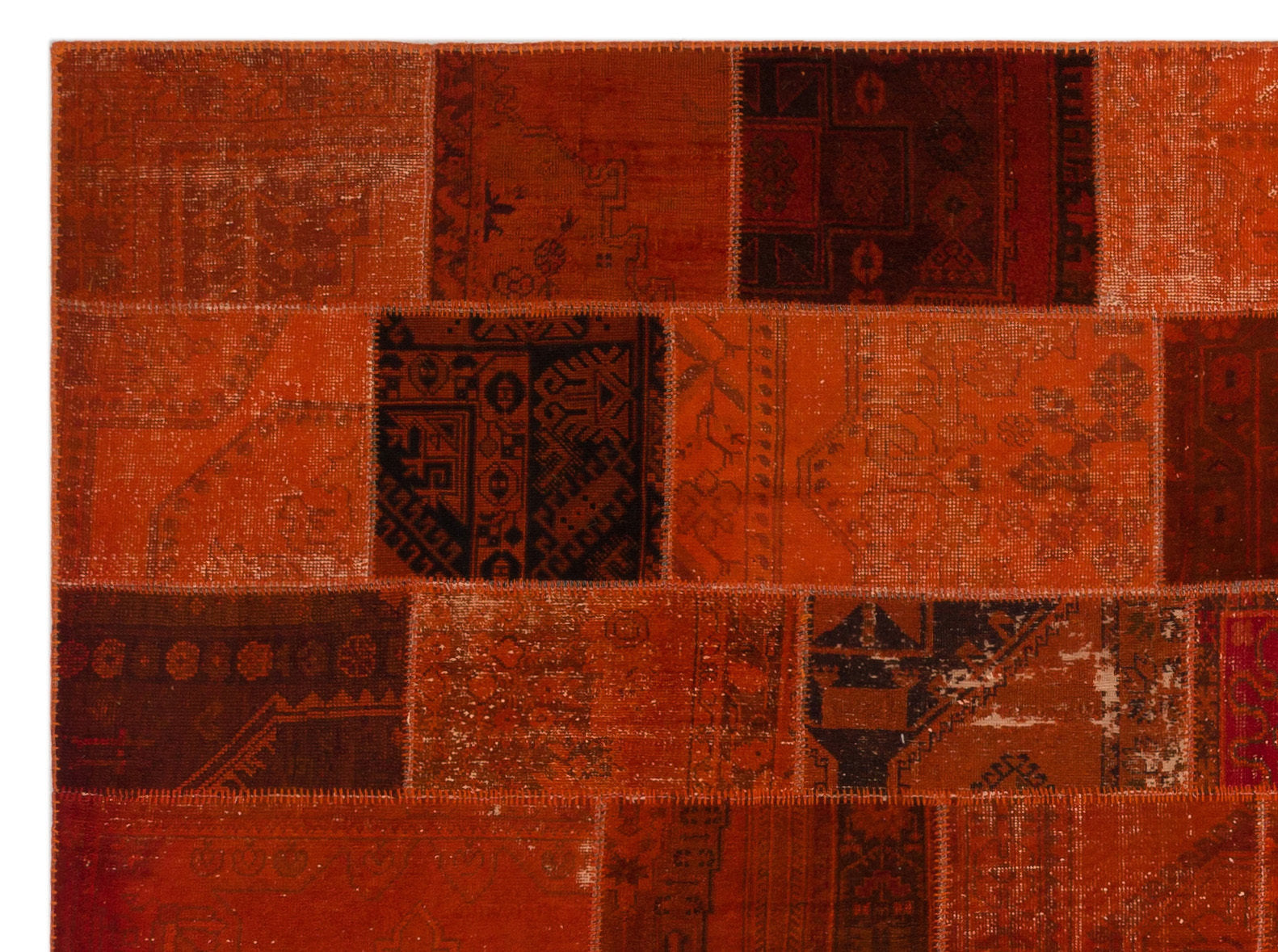 Orange Over Dyed Patchwork Unique Rug 8'10'' x 11'11'' ft 268 x 362 cm