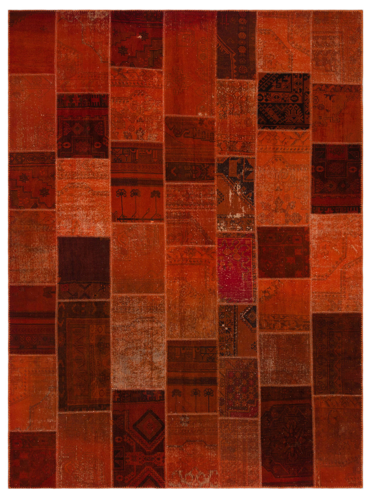 Orange Over Dyed Patchwork Unique Rug 8&#39;10&#39;&#39; x 11&#39;11&#39;&#39; ft 268 x 362 cm