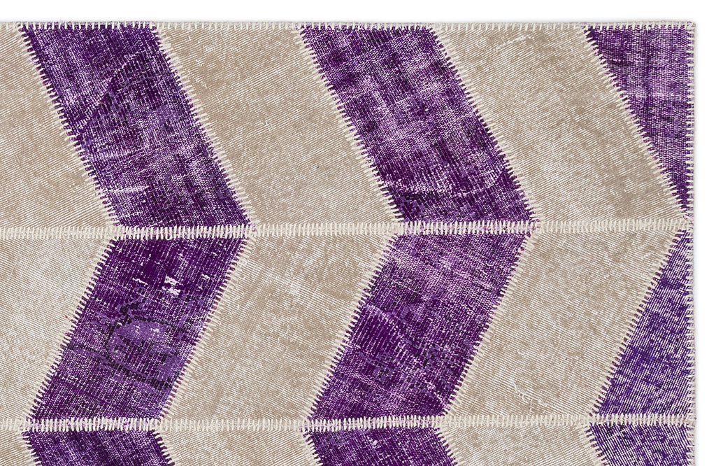 Purple Over Dyed Patchwork Unique Rug 5'3'' x 7'7'' ft 160 x 230 cm