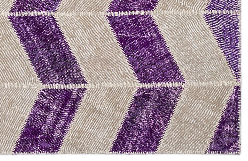 Purple Over Dyed Patchwork Unique Rug 5'3'' x 7'7'' ft 160 x 230 cm