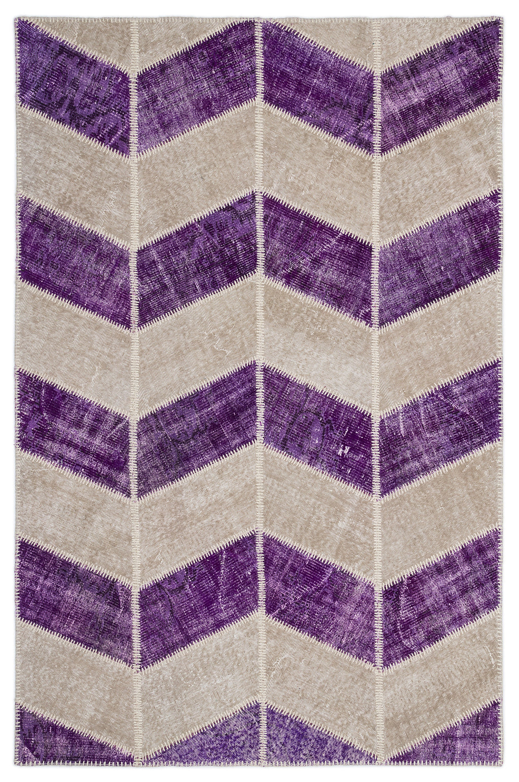 Purple Over Dyed Patchwork Unique Rug 5'3'' x 7'7'' ft 160 x 230 cm