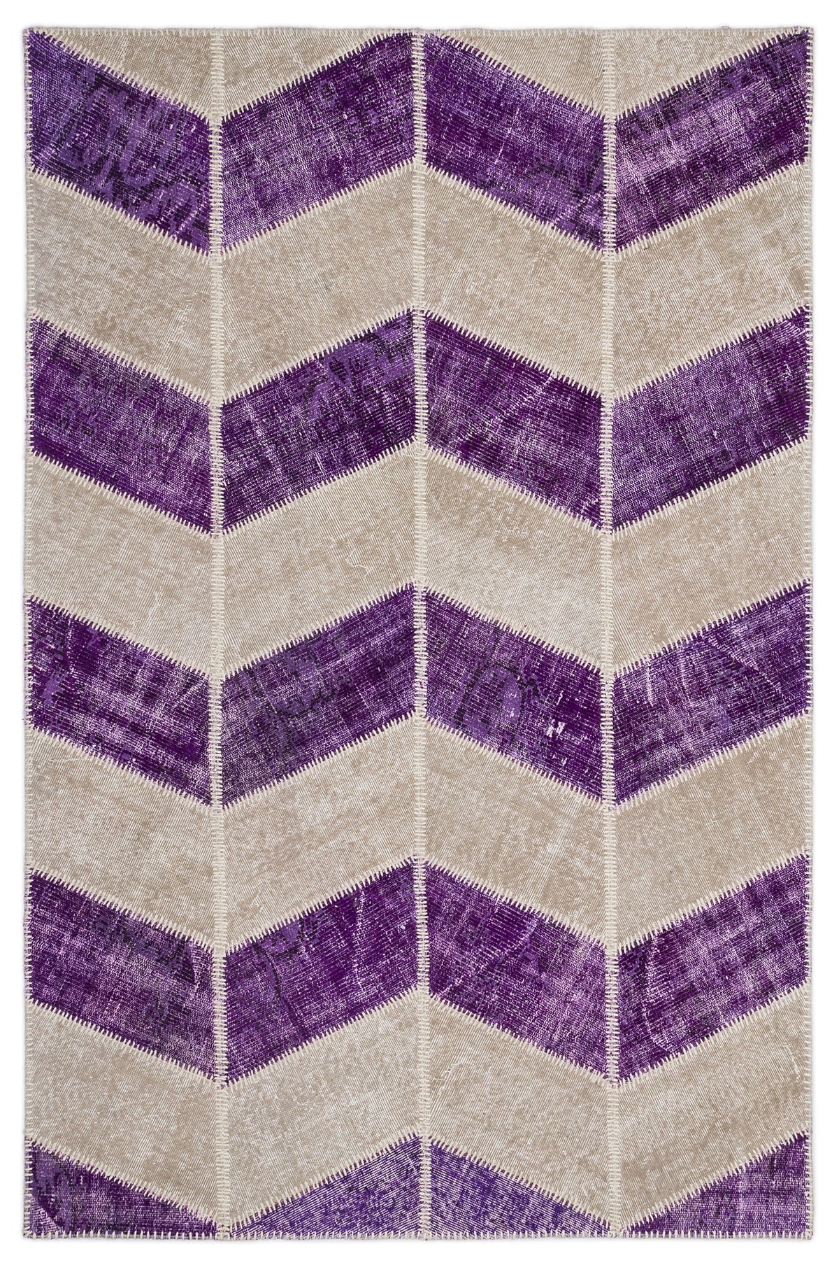 Purple Over Dyed Patchwork Unique Rug 5&#39;3&#39;&#39; x 7&#39;7&#39;&#39; ft 160 x 230 cm