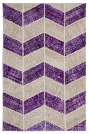 Purple Over Dyed Patchwork Unique Rug 5'3'' x 7'7'' ft 160 x 230 cm