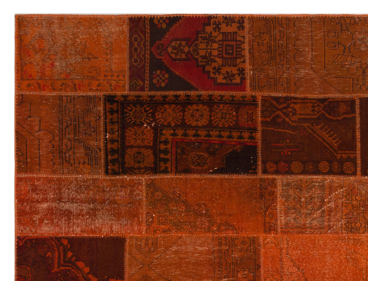 Orange Over Dyed Patchwork Unique Rug 8&#39;10&#39;&#39; x 11&#39;12&#39;&#39; ft 270 x 365 cm