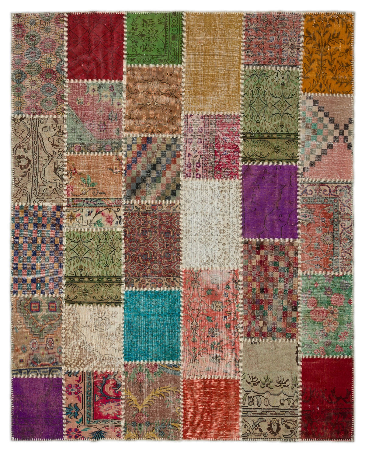Naturel Over Dyed Patchwork Unique Rug 8&#39;1&#39;&#39; x 10&#39;1&#39;&#39; ft 246 x 308 cm