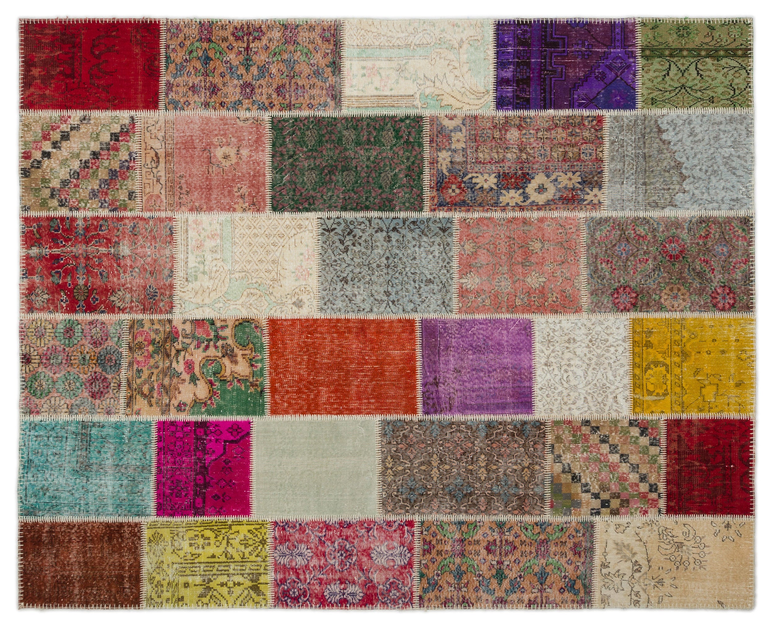 Naturel Over Dyed Patchwork Unique Rug 8'1'' x 10'1'' ft 247 x 308 cm