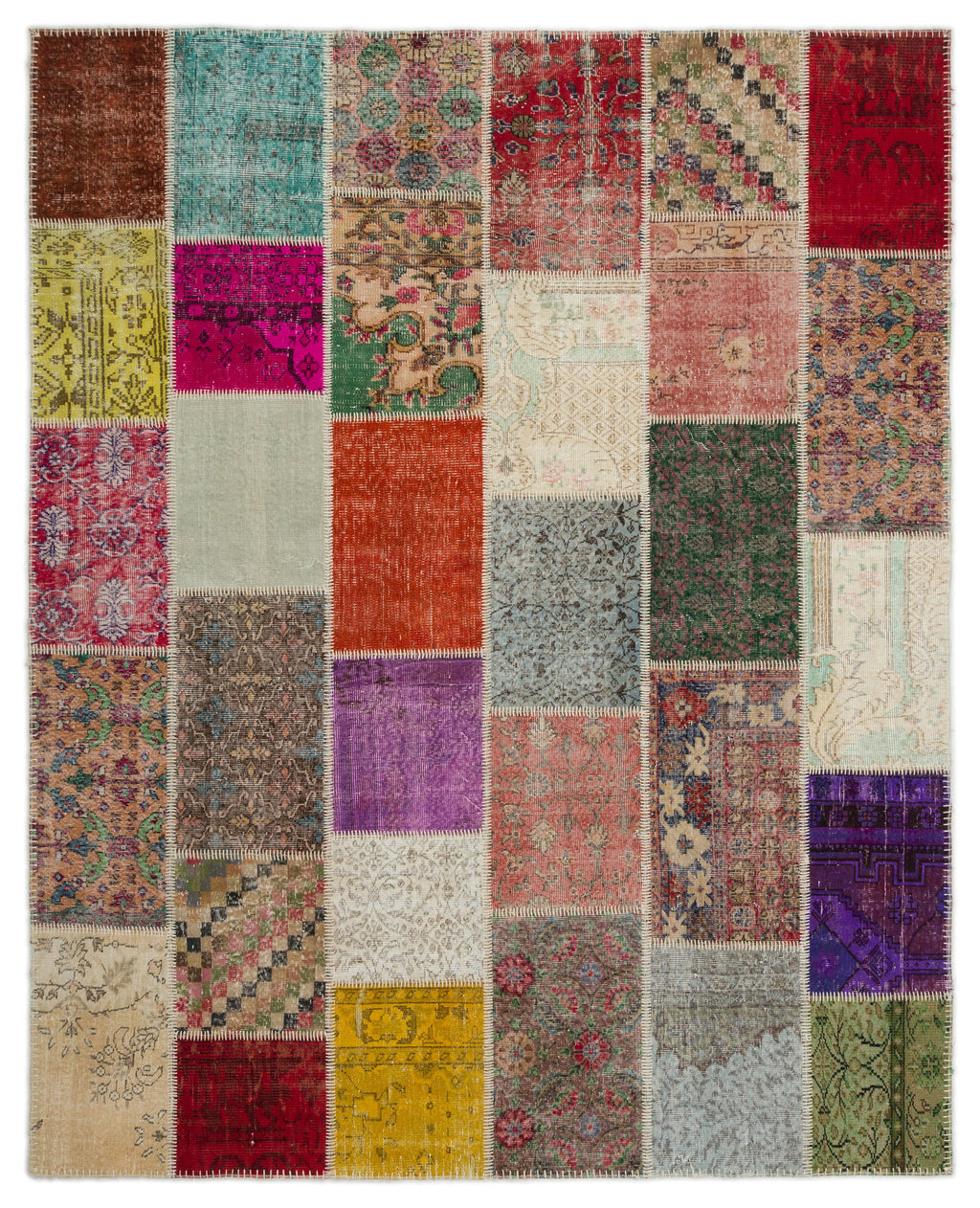 Naturel Over Dyed Patchwork Unique Rug 8'1'' x 10'1'' ft 247 x 308 cm