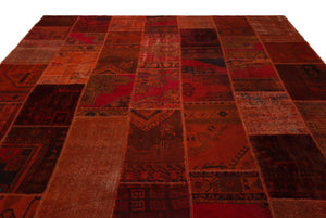 Red Over Dyed Patchwork Unique Rug 9'9'' x 13'10'' ft 298 x 422 cm