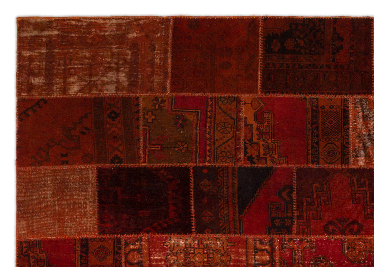 Red Over Dyed Patchwork Unique Rug 9&#39;9&#39;&#39; x 13&#39;10&#39;&#39; ft 298 x 422 cm