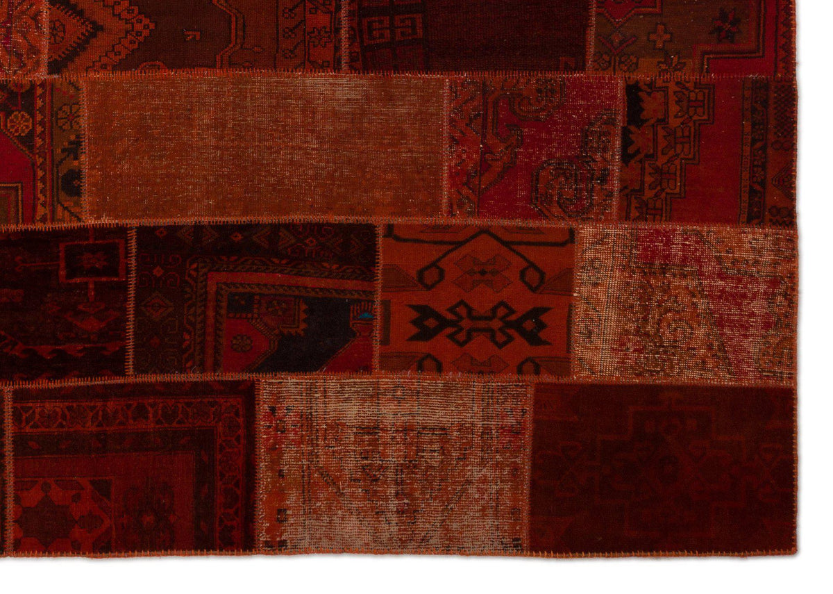 Red Over Dyed Patchwork Unique Rug 9&#39;9&#39;&#39; x 13&#39;10&#39;&#39; ft 298 x 422 cm