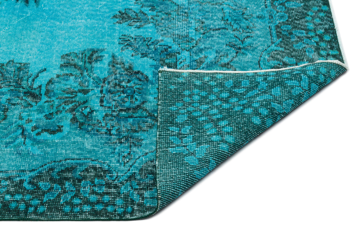 Turquoise  Over Dyed Vintage Rug 5&#39;7&#39;&#39; x 9&#39;6&#39;&#39; ft 170 x 290 cm