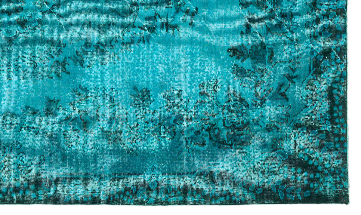 Turquoise  Over Dyed Vintage Rug 5&#39;7&#39;&#39; x 9&#39;6&#39;&#39; ft 170 x 290 cm