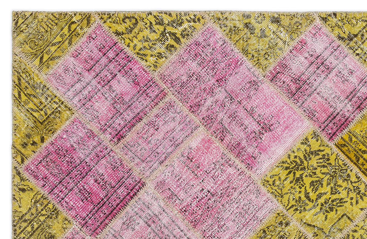 Mixed Over Dyed Patchwork Unique Rug 5&#39;3&#39;&#39; x 7&#39;7&#39;&#39; ft 160 x 230 cm