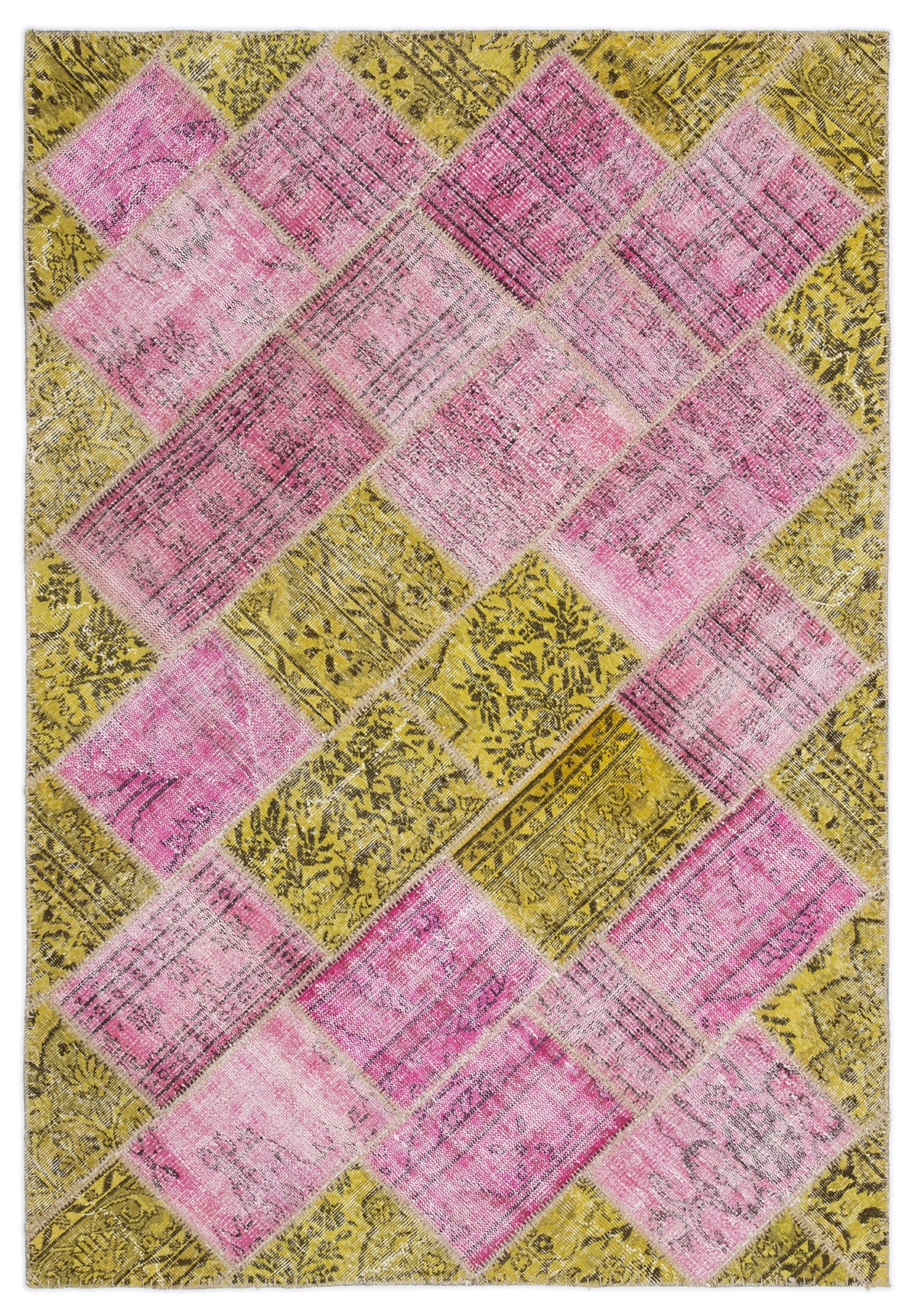 Mixed Over Dyed Patchwork Unique Rug 5&#39;3&#39;&#39; x 7&#39;7&#39;&#39; ft 160 x 230 cm