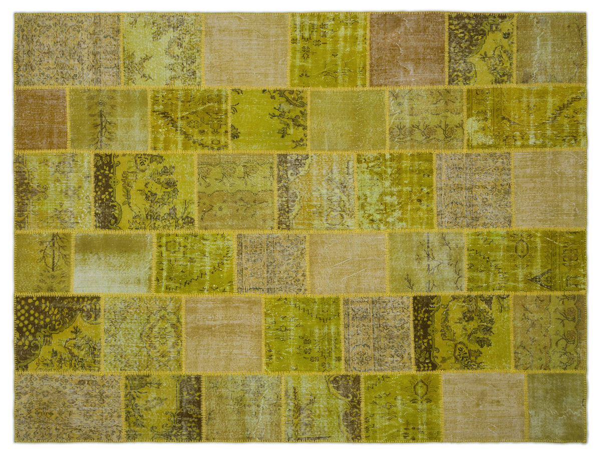 Green Over Dyed Patchwork Unique Rug 8&#39;12&#39;&#39; x 12&#39;0&#39;&#39; ft 274 x 366 cm
