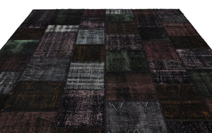 Black Over Dyed Patchwork Unique Rug 9'1'' x 11'12'' ft 276 x 365 cm