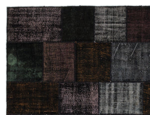 Black Over Dyed Patchwork Unique Rug 9'1'' x 11'12'' ft 276 x 365 cm