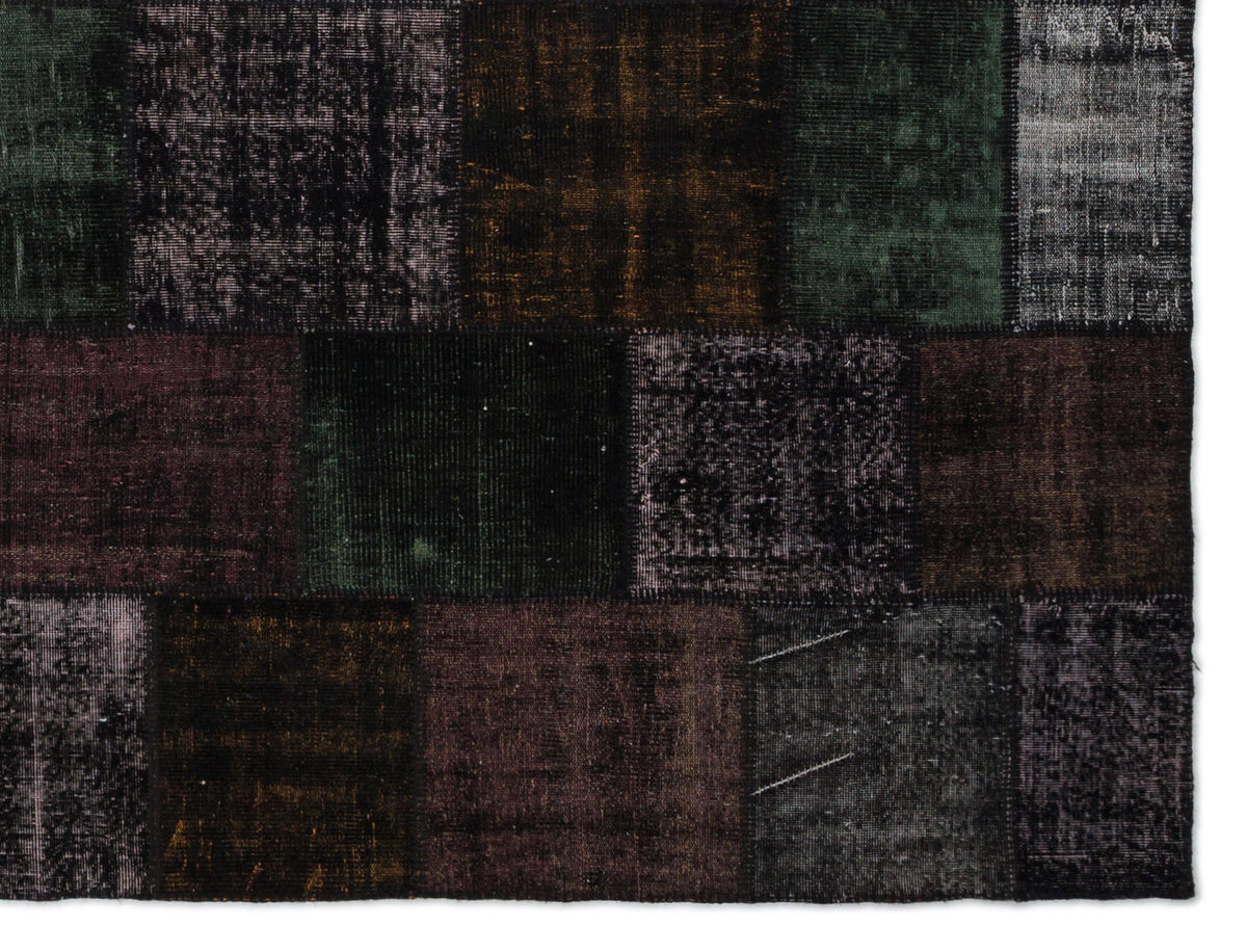 Black Over Dyed Patchwork Unique Rug 9&#39;1&#39;&#39; x 11&#39;12&#39;&#39; ft 276 x 365 cm