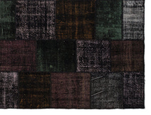 Black Over Dyed Patchwork Unique Rug 9'1'' x 11'12'' ft 276 x 365 cm