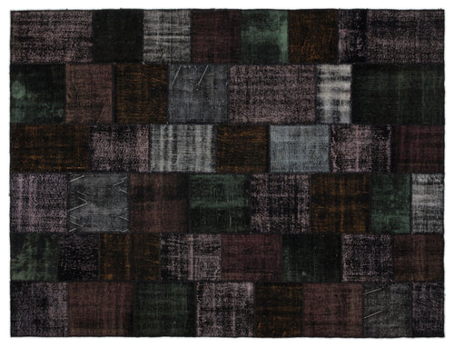 Black Over Dyed Patchwork Unique Rug 9'1'' x 11'12'' ft 276 x 365 cm