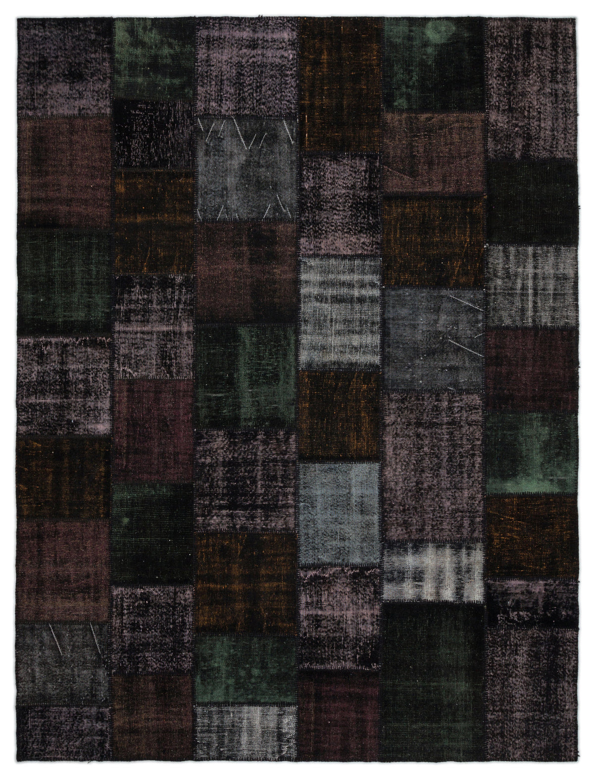 Black Over Dyed Patchwork Unique Rug 9&#39;1&#39;&#39; x 11&#39;12&#39;&#39; ft 276 x 365 cm