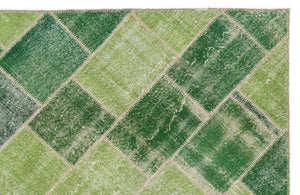 Green Over Dyed Patchwork Unique Rug 5'3'' x 7'7'' ft 160 x 230 cm