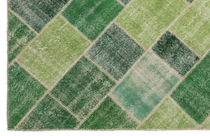 Green Over Dyed Patchwork Unique Rug 5'3'' x 7'7'' ft 160 x 230 cm