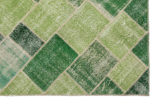 Green Over Dyed Patchwork Unique Rug 5'3'' x 7'7'' ft 160 x 230 cm