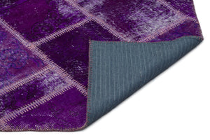 Purple Over Dyed Patchwork Unique Rug 5'4'' x 7'7'' ft 163 x 230 cm