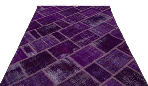 Purple Over Dyed Patchwork Unique Rug 5'4'' x 7'7'' ft 163 x 230 cm