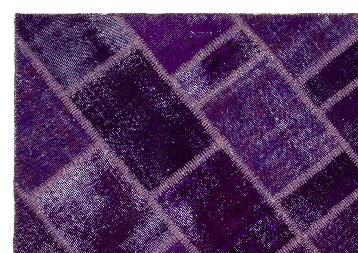 Purple Over Dyed Patchwork Unique Rug 5&#39;4&#39;&#39; x 7&#39;7&#39;&#39; ft 163 x 230 cm
