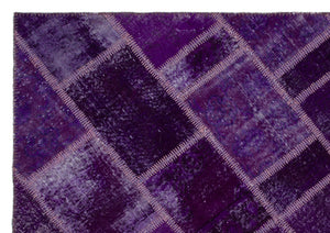 Purple Over Dyed Patchwork Unique Rug 5'4'' x 7'7'' ft 163 x 230 cm