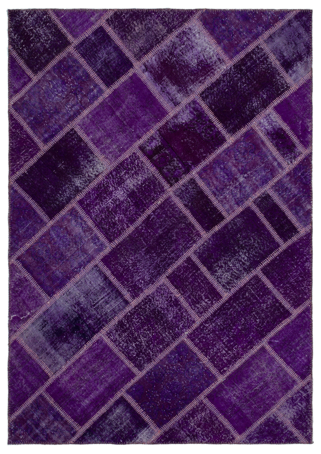 Purple Over Dyed Patchwork Unique Rug 5'4'' x 7'7'' ft 163 x 230 cm